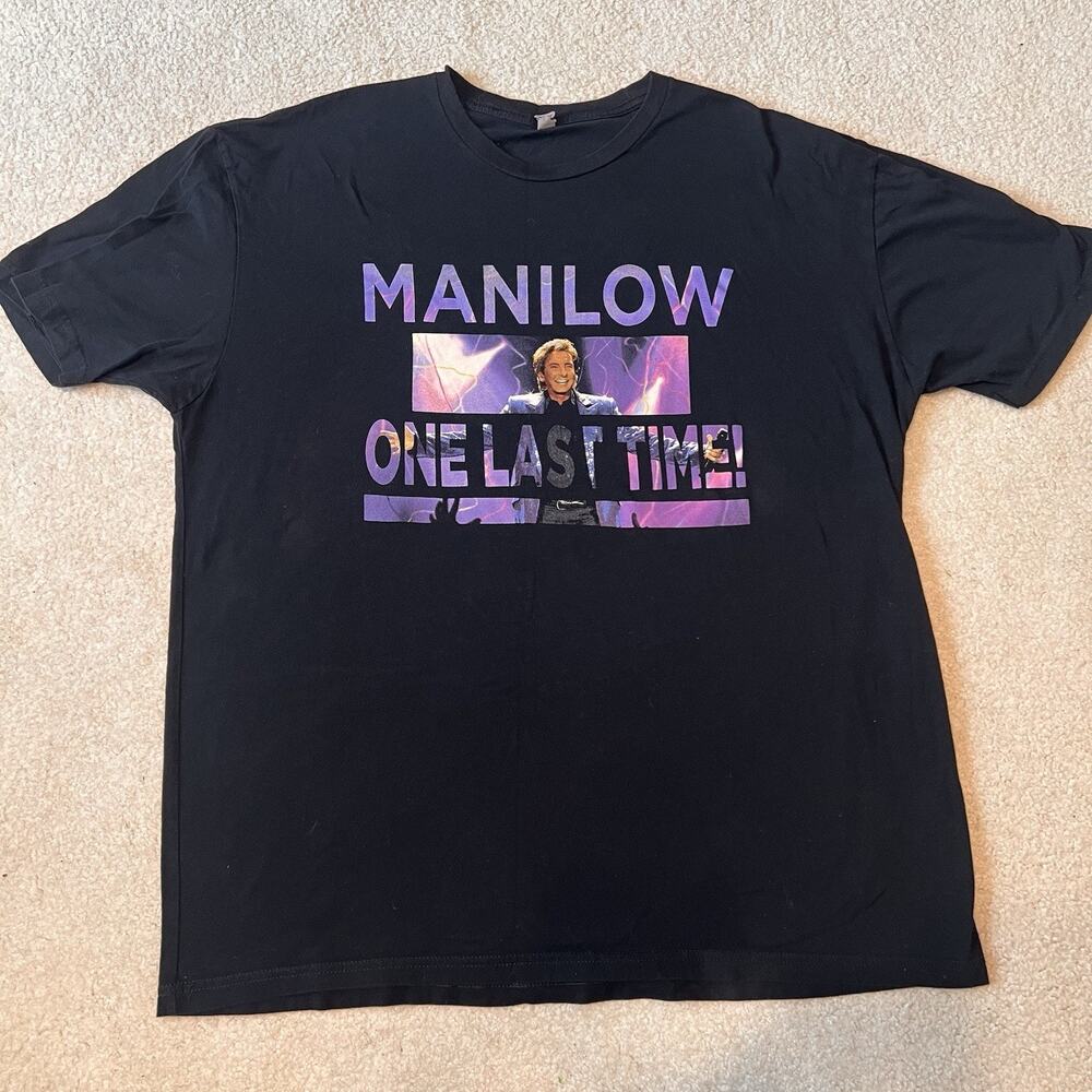 Barry Manilow One Last Time 2016 Tour Shirt Mens XL Black Double Sided